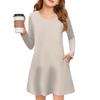 Girls' Long Sleeve Dress - Solid Color Pocket Dress