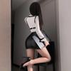 Сексуальный Секретарь Офисная Леди OL Учительница Униформа Прозрачная Сетчатая Рубашка Юбка На Бретелях Наряд Косплей Костюм Соблазн Экзотическое Мини-платье