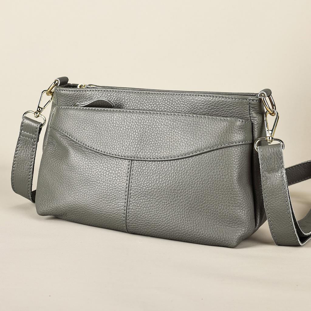 Hot Selling New Genuine Leather Handbag Retro Fashion Women's Shoulder Bag Trendy Designer Girl's Crossbody Bags Solid Color Simple Purse