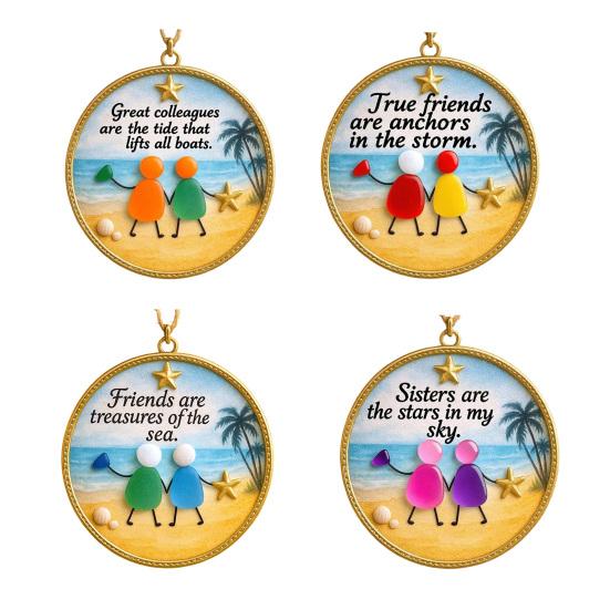 Friendship Sea Glass Decoration Handmade Acrylic Friendship Seaglass Art Hanging Ornament Home Office Holiday Party Decor