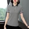 Модная базовая полосатая блузка женская одежда в горошек отложной воротник вставная летняя с коротким рукавом повседневная корейская рубашка на пуговицах