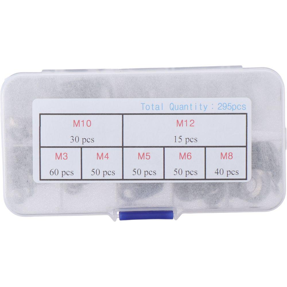 295Pcs 7 Sizes Curved Washers Kit 304 Stainless Steel Gasket Assortment Electrical Connections