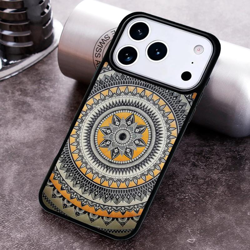 Чехол для телефона с цветочным тотемом Мандала для iPhone 17 16 15 Pro Max Air 14 13 12 11 Plus Ударопрочный Capa Чехол