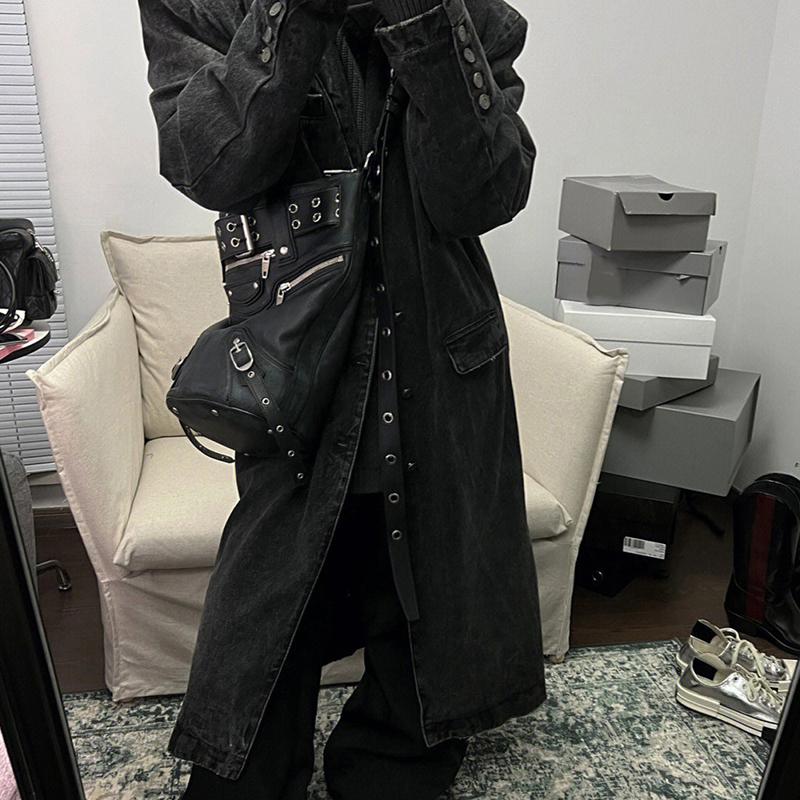 Горячие Девушки Винтажная Сумка-Ведро Большой Вместимости Черная Панк Готика Заклепки Мотоциклетная Сумка Через Плечо Сумка-Тоут из Искусственной Кожи Сумка Кроссбоди CLE