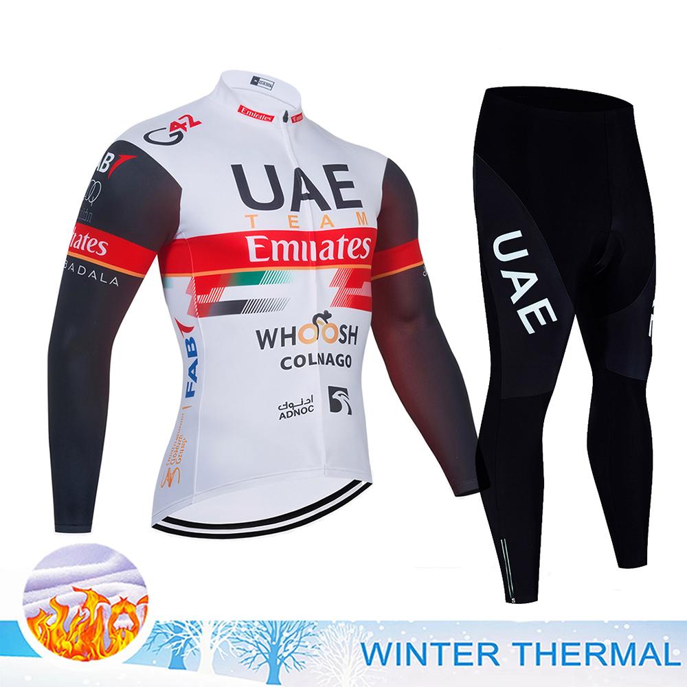 UAE Men's Cycling Clothing Men Winter Man Cycling Set Maillot Mtb Man Clothes Sets Riding Suit Set Road Bike Wear Bib Shorts