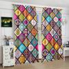 2-piece Set of Bohemian Style Printed Curtains - Semi Shading Decorative Curtains for Living Rooms, Bedrooms, Offices, Kitchens