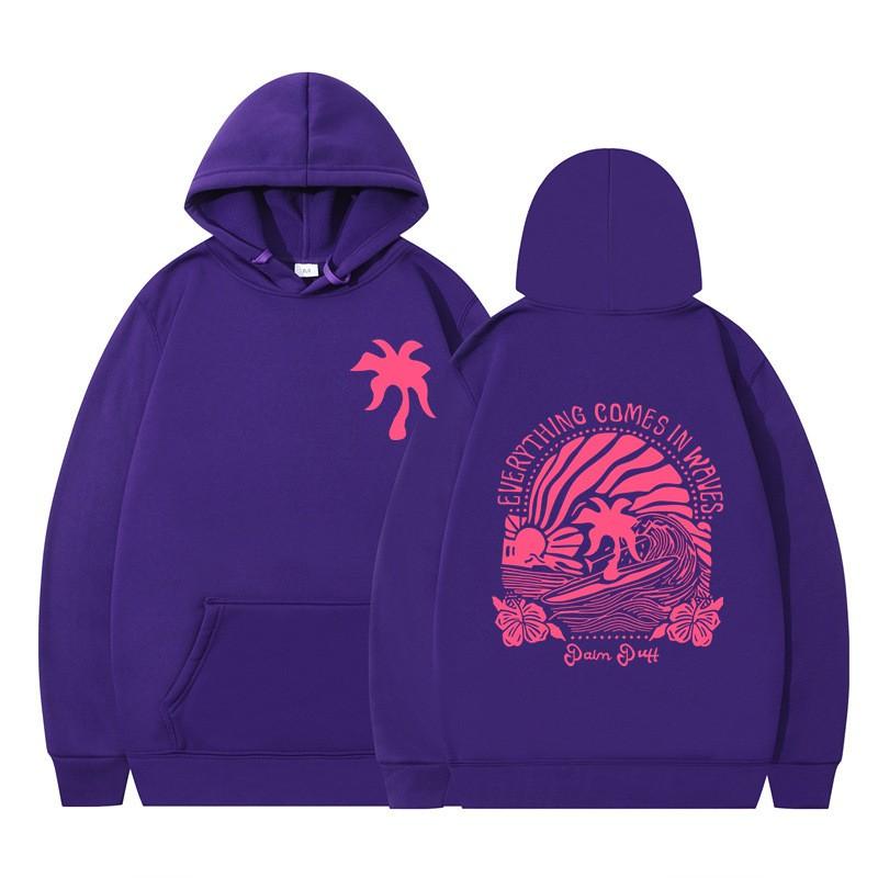 Mens Oversized Hooded Sweatshirt With Palm Print Pocket Drawstring Warm Fleece Lined Winter Casual Streetwear
