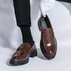 Мужская кожаная обувь большого размера 46, новая мужская деловая повседневная обувь на весну и осень 2025 года, обувь-одноноска для ленивых