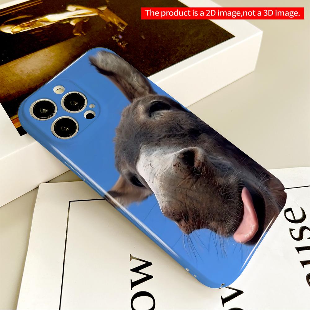 Donkey Tongue Out Against Blue Sky All inclusive film hard phone case, compatible with iPhone 18 Pro Max 17 16 15 14 13 12 11