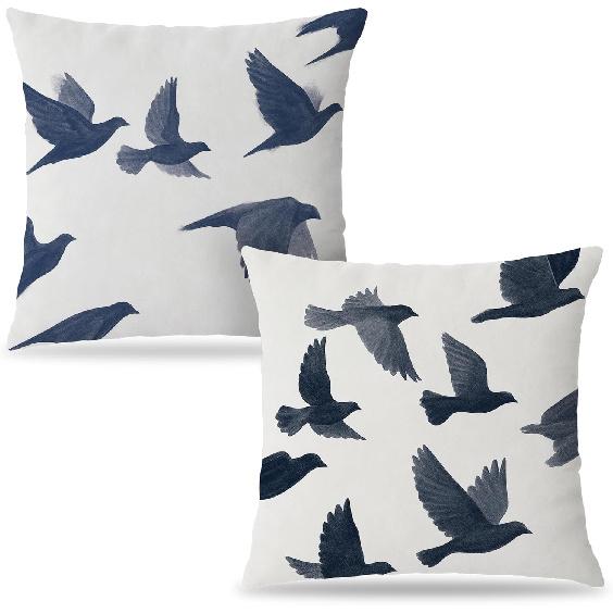 Японские Изумрудно-Зеленые Наволочки с Птицами Журавлями 18x18, Декор в Стиле Japandi, Традиционная Восточная Азиатская Минималистичная Наволочка для Подушки