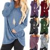Women Fashion Loose Long Sleeve O-Neck Casual Solid T-Shirt Blouse Tops
