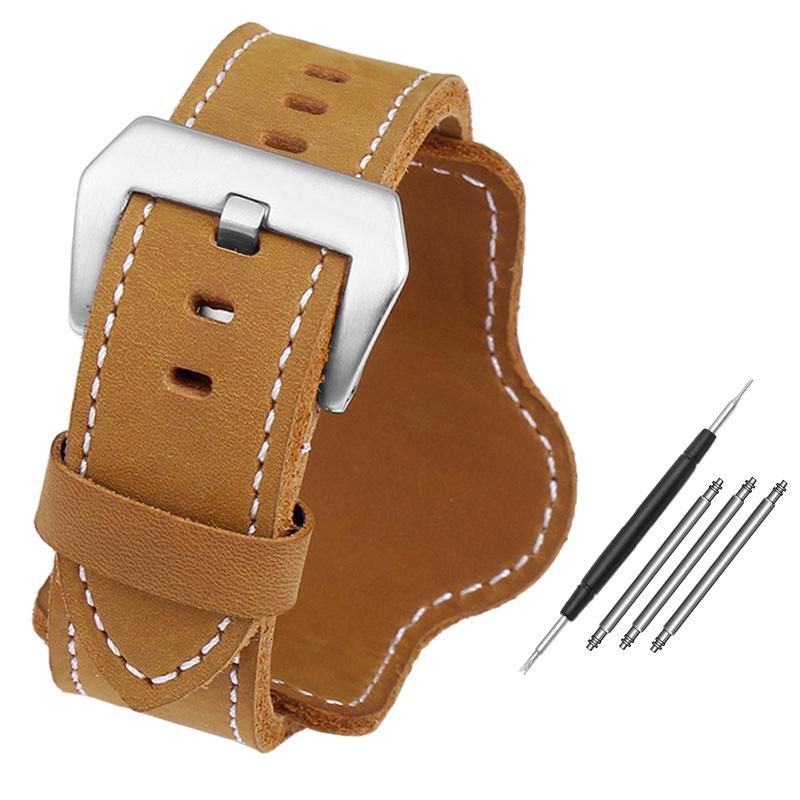 Классический ремешок для часов Panerai из натуральной кожи для мужчин PAM111/441/312 Series Crazy Horse Belt с игольчатой пряжкой 22MM 24MM 26MM