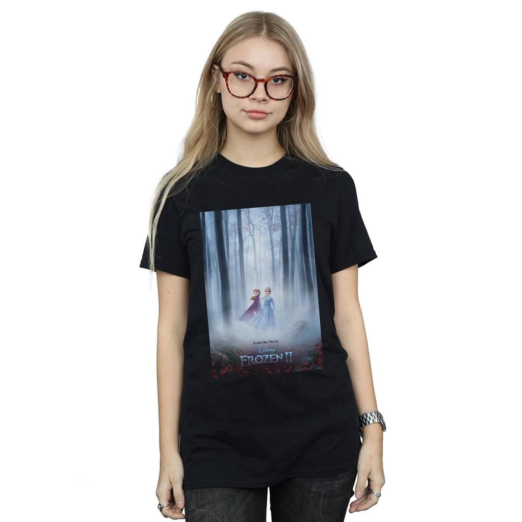 Disney Womens/Ladies Frozen 2 Movie Poster Cotton Boyfriend T-Shirt