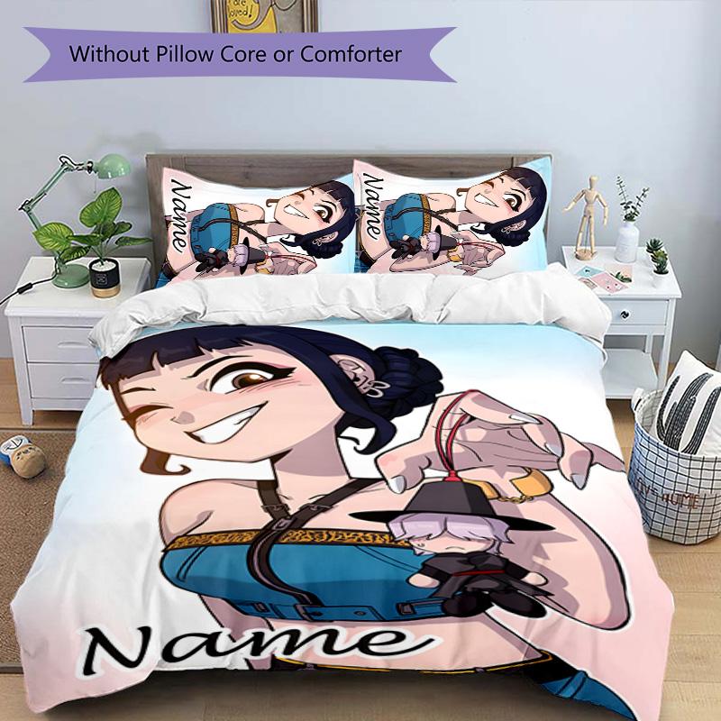 3pcs KPop Demon Hunters14 Cover Set - Personalized Name, HD Printed Bedding with 1 Cover and 2 Pillowcases - Perfect for Home Decor, Easy Care