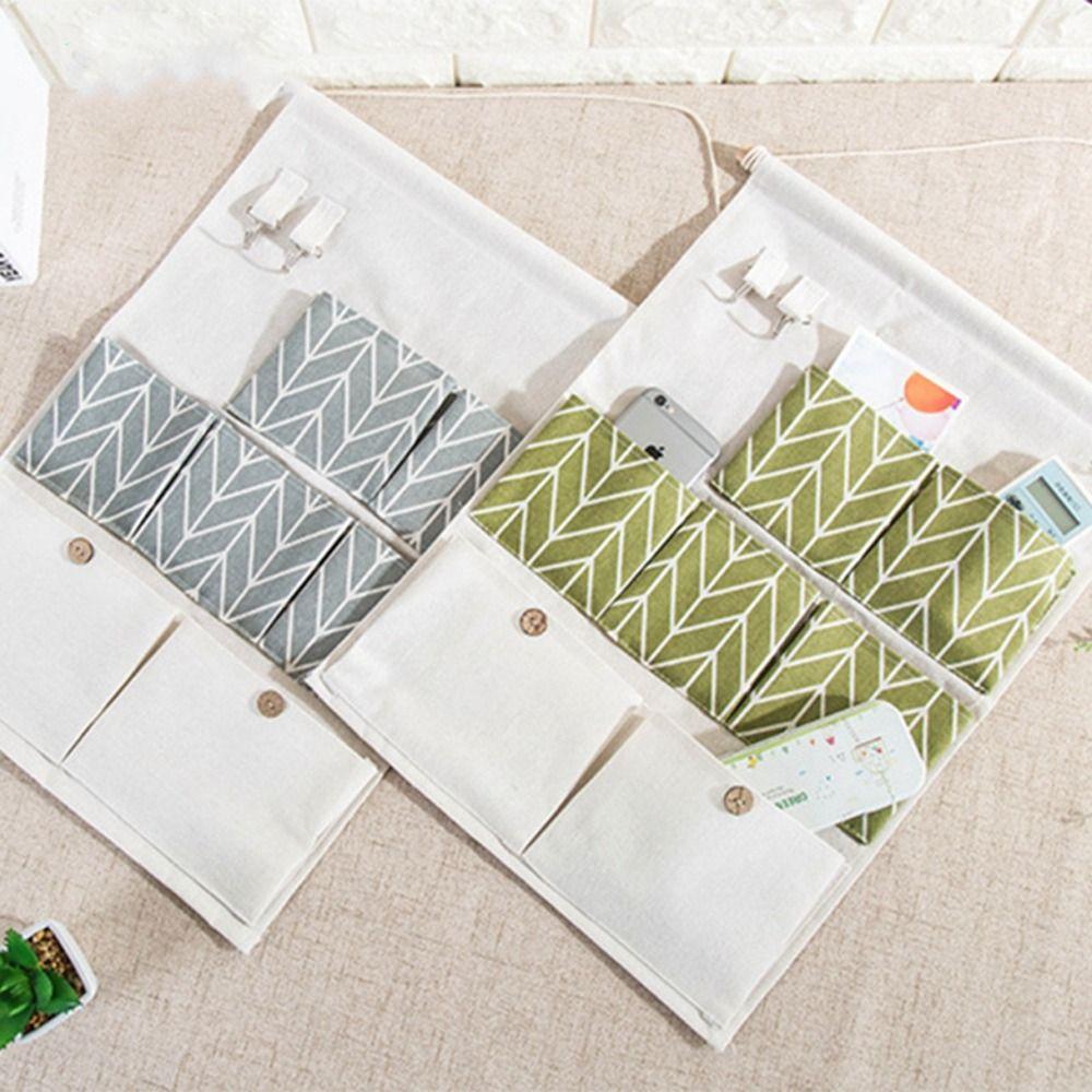 Wall Mounted 7 Pockets Hanging Bag Cotton Linen Cosmetic Toys Organizer Wardrobe