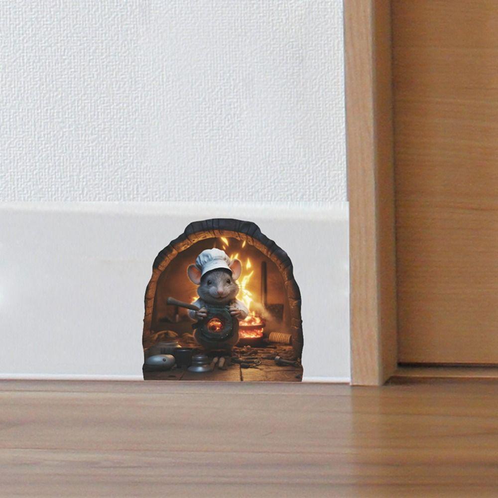 Cute Mouse Hole Wall Stickers Cartoon 3D Rat Wall Decal Little Rat Hole Sticker  Entrance