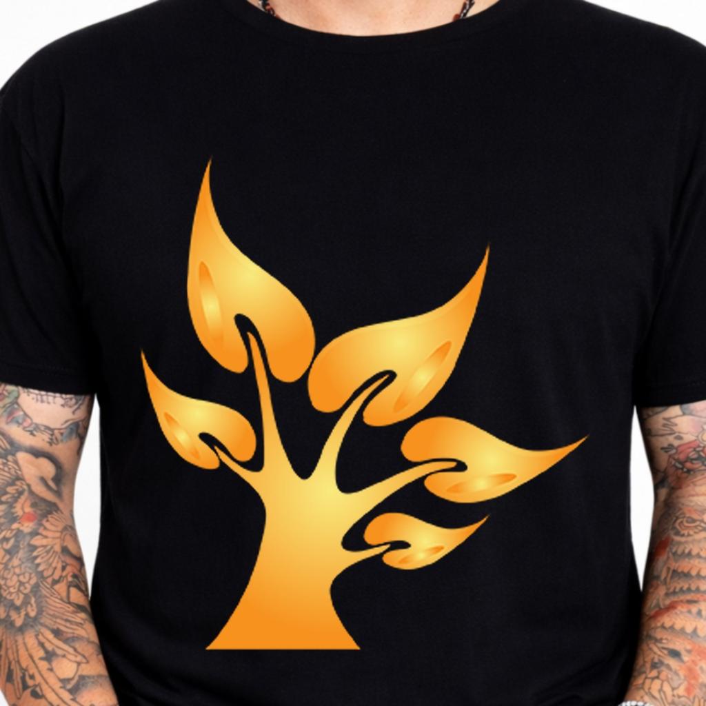 Fire Tree Flame Abstract Minimalist Nature Bold Modern Arts Cool Graphic T-Shirt