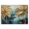Wallpaper Blue-gold Palms On Gray Background