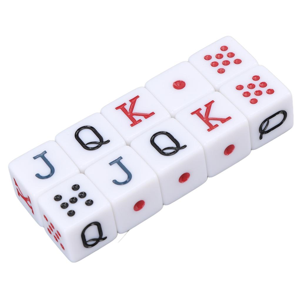 Набор из 10 игральных костей 16 мм, пластиковые 6-гранные кубики с цифрами JQK для настольных игр, белые