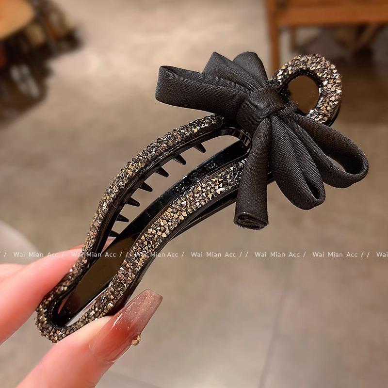 Diamond-encrusted Straight Clip High-end Scratch-off Clip Back of The Head Lazy Person's ClipHair Clip Duckbill Clip Hair Accessory