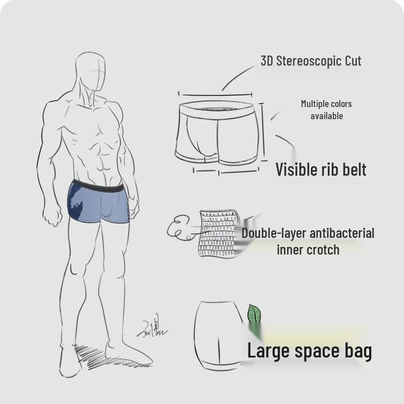 Мужские антибактериальные боксеры-брифы Qipilang с принтом волка тай-чи