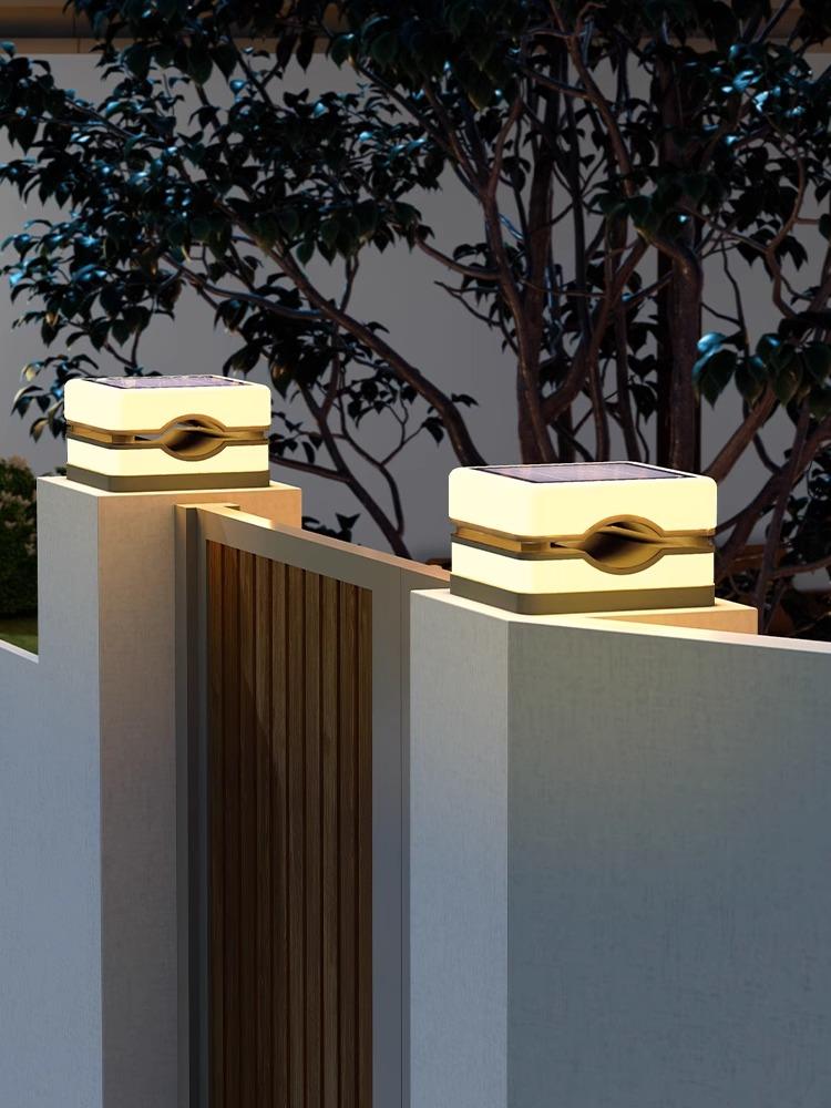 Solar Column Head Lamp Outdoor Pillar Light Waterproof Outdoor Villa Courtyard Landscape Square Gate Fence Pillar Lamp Lighting