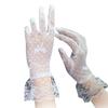 Transparent Bow Short Sunscreen Lace Gloves Mesh Tulle Mittens Fashion Bridal Gloves  Women