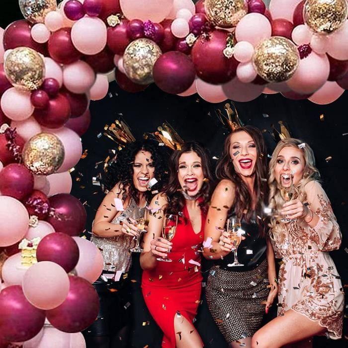 Kit Guirlande Ballon - FITMOON - Arche Ballon Rose Bourgogne - 55 Ballons - Latex Non Toxique - Anniversaire