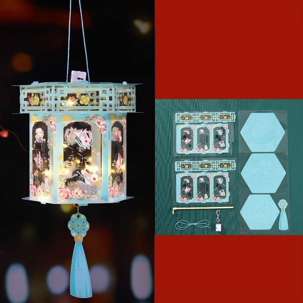 Китайский стиль середины осени светящиеся фонарики водонепроницаемый мультфильм портативный фонарь DIY ПВХ светодиодный светящийся фонарь