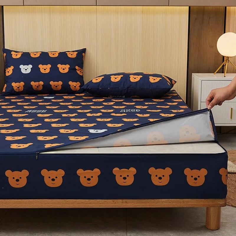 Водонепроницаемый наматрасник с застежкой-молнией, шестисторонняя кровать, защита от насекомых, наматрасник, индивидуальный размер, простыня, милый чехол на кровать