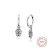 Authentic 925 Sterling Silver Acorn & Leaf Hoop Earrings for Women Clear CZ Ear Rings Fashion Jewelry