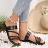 Fashion Woman Lightweight Strap Slip-On Gladiator Sandals Slides Women Summer Flat Heel Sandals Women Casual Plus Beach Slippers