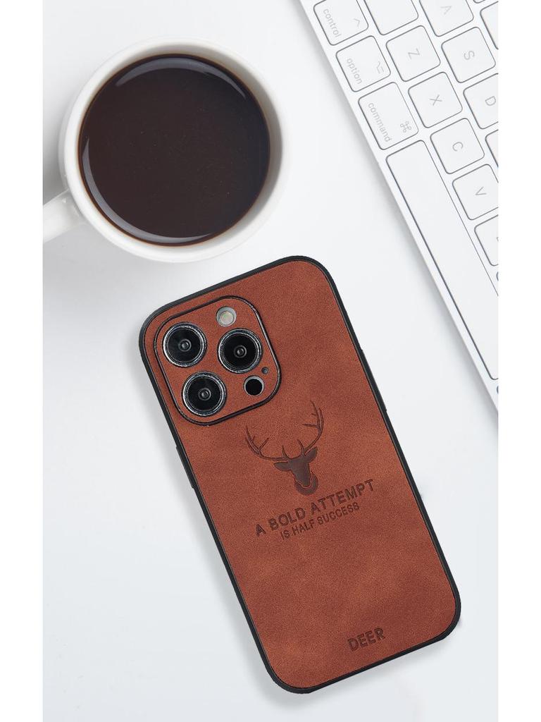 Магнитный кожаный чехол для телефона для iPhone 11-16, совместимый с iPhone 12-15 Pro Max, дизайн с головой лося, японский и корейский стиль