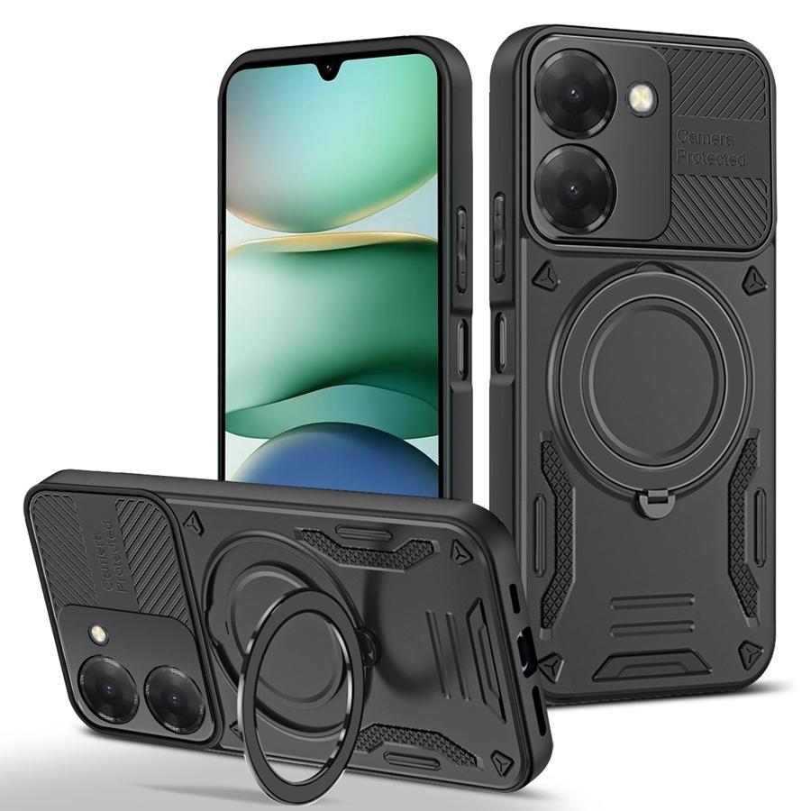 Прочный ударопрочный магнитный чехол-броня для Xiaomi Redmi 15C 15 A5 14C Note 14S 14 13 Pro Plus 5G с держателем-кольцом для автомобиля