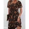 Женское модное платье с точечным принтом, короткий рукав - Повседневное, с круглым вырезом