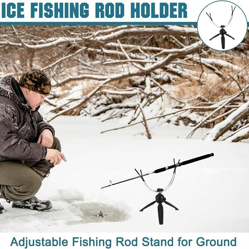 Multi Functional Ice Fishing Rod Rack 360 Degree Adjustable Stand Holder Stable Pole Support for Cold Weather Angling