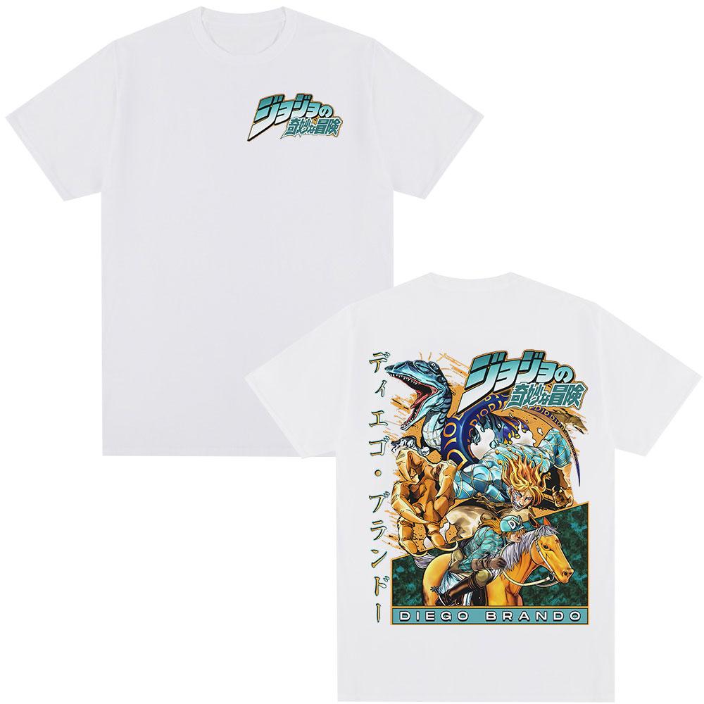 2026 Аниме JoJo's Bizarre Adventure STEEL BALL RUN Диего Брандо Футболка Унисекс Женская Одежда Хлопок Мода Короткий Рукав Футболка