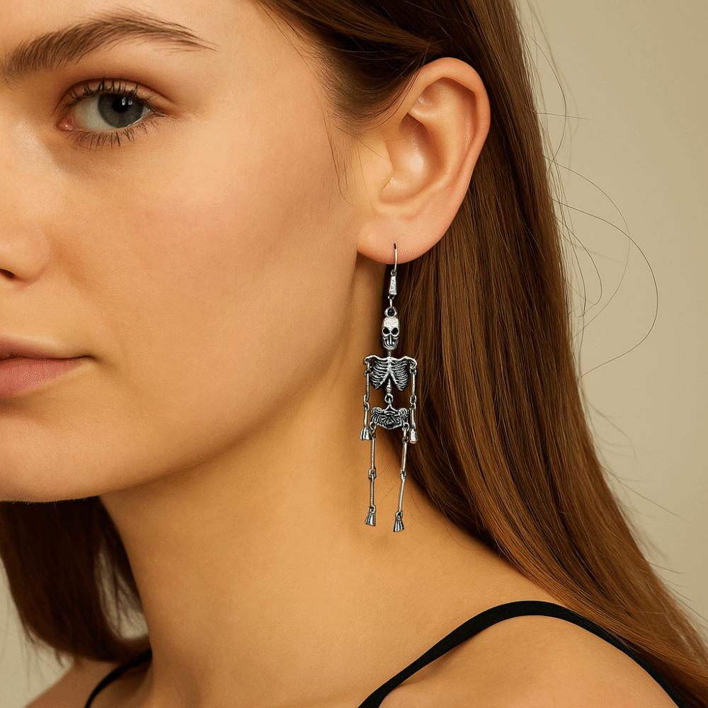 Zinc Zinc Alloy Skeleton Earrings Hip Hop Imitation Human Bone Earrings Creative Halloween Earrings Party