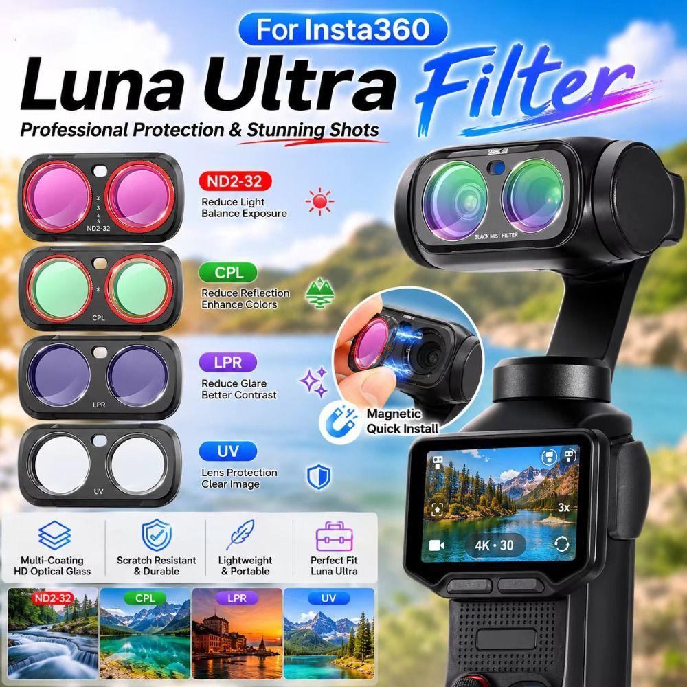 Регулируемый набор фильтров ND2-32 Защита объектива для стабилизатора Insta360 Luna Ultra Аксессуары для камеры