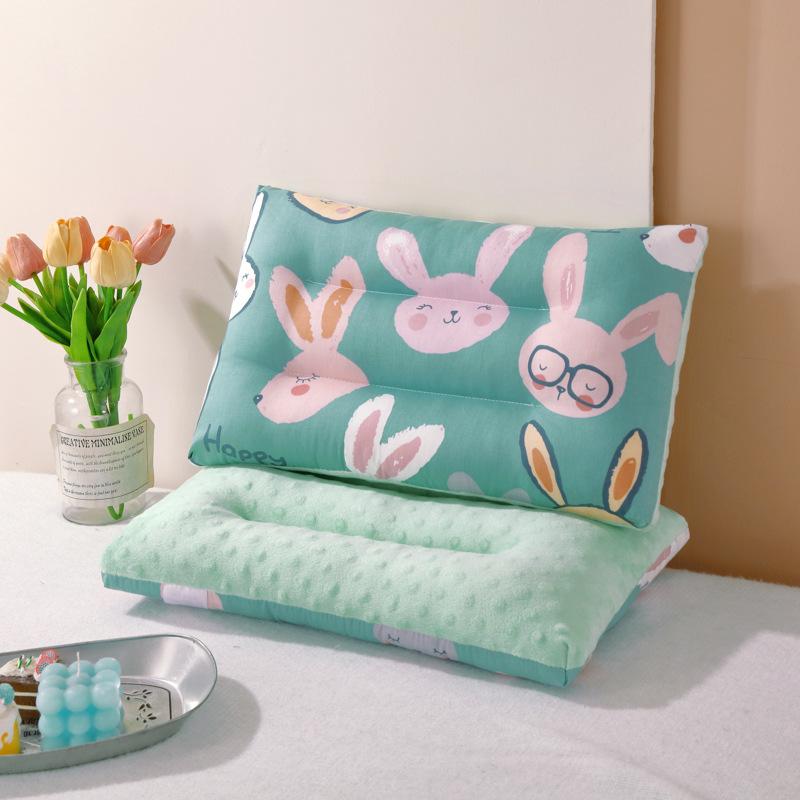 Children Infants Double-sided Cartoon Pure Cotton Doudou Velvet Sleep Pillow Washable Cervical Vertebra Protect Kids Pillow