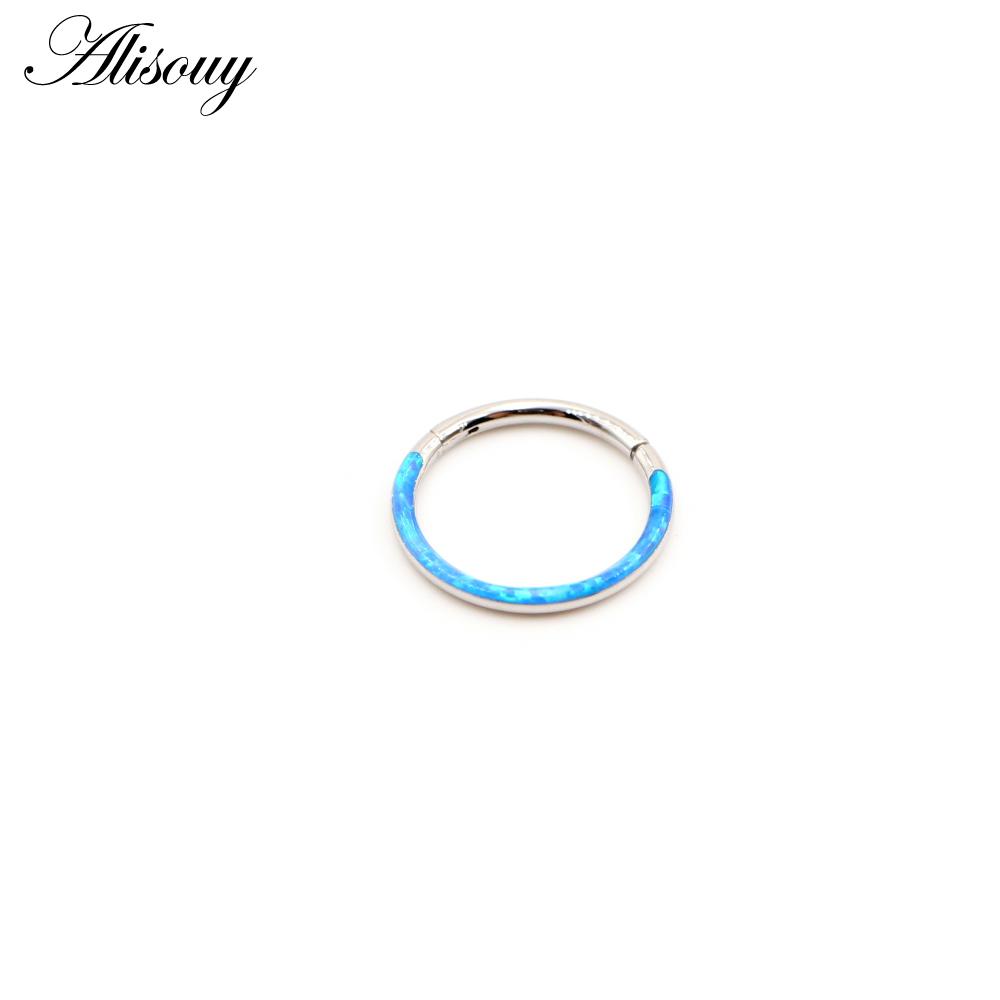 Alisouy 1 шт., нержавеющая сталь 316L 16G, поворотный шарнирный кликер, кольцо для носовой перегородки, опаловое кольцо, серьги для бровей и губ, украшения для пирсинга тела