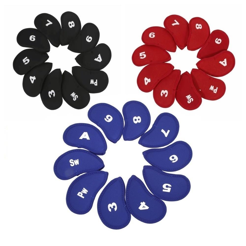 10pcs EVA Surface Golf Iron Head Covers Durable Fabric Head Protect Cover Fits Most Iron Clubs