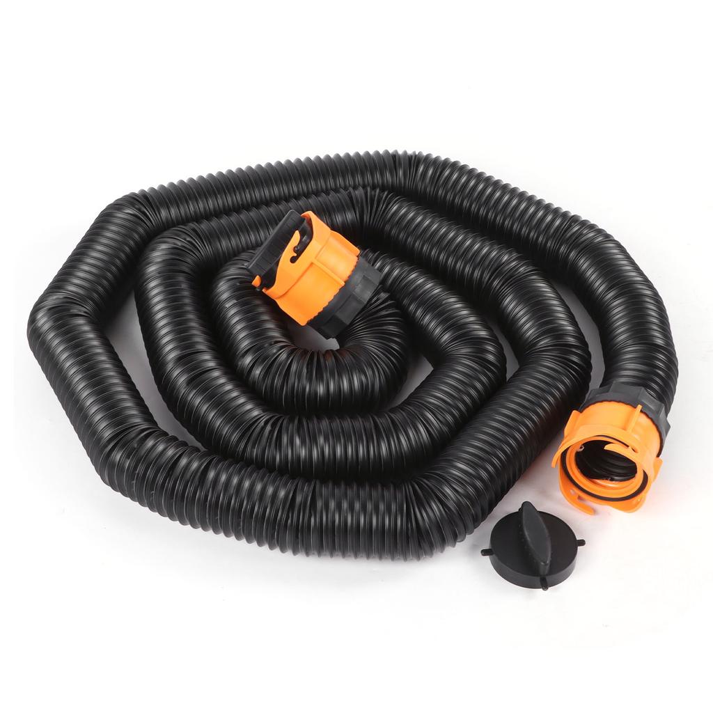 15ft Sewer Hose Sewage Pipe Kit with Swivel Adapter Translucent Elbow Storage Caps RV Campers Parts