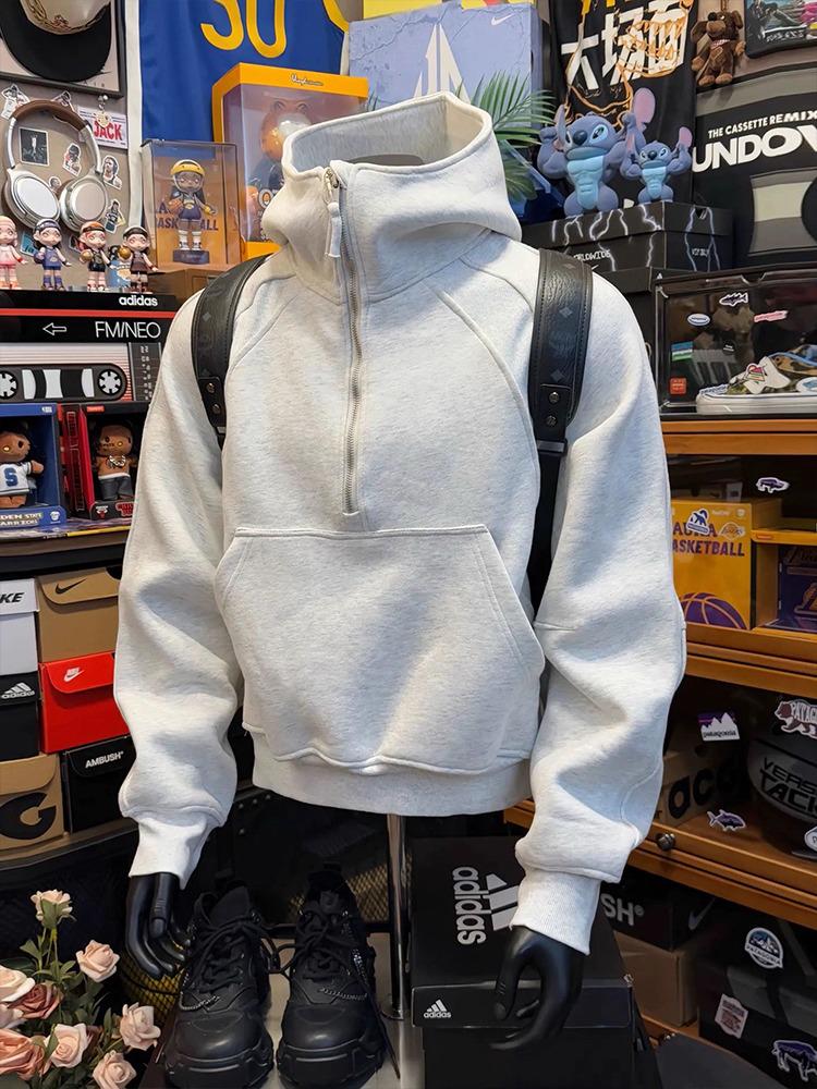 Мужская модная толстая толстовка-куртка с капюшоном и молнией до середины, на флисовой подкладке, для осени и зимы