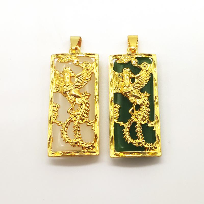 Позолоченное нефритовое ожерелье с подвеской Pixiu & Guanyin Buddha