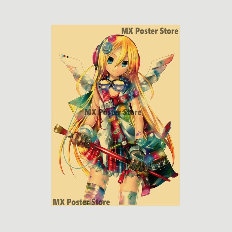 Аниме идол мультфильм певец Мику плакат HD печать крафт-бумага ретро настенные художественные фотографии спальня декоративная живопись домашний декор подарки