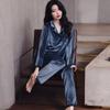 Новый стиль, золотая бархатная пижама для осенне-зимнего женского костюма из двух частей с длинными рукавами