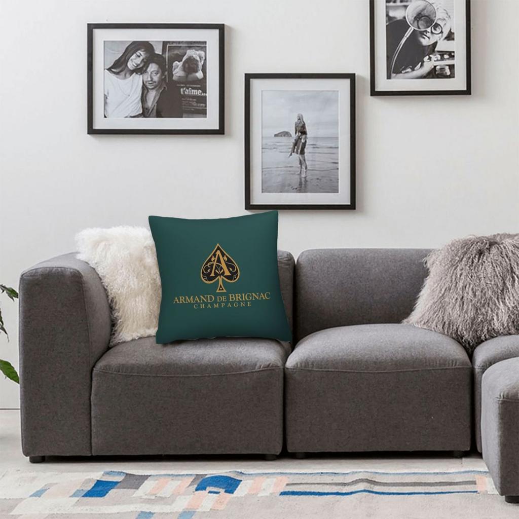 Armand De Brignac Champagne Square Pillowcase Polyester Linen Velvet Printed Zip Decorative Throw Pillow Case Room 18"