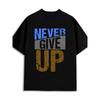Европейские размеры Мужская футболка с мотивирующим принтом Never Give Up - Ретро Черная с коротким рукавом, с круглым вырезом, Повседневная футболка с позитивным посланием