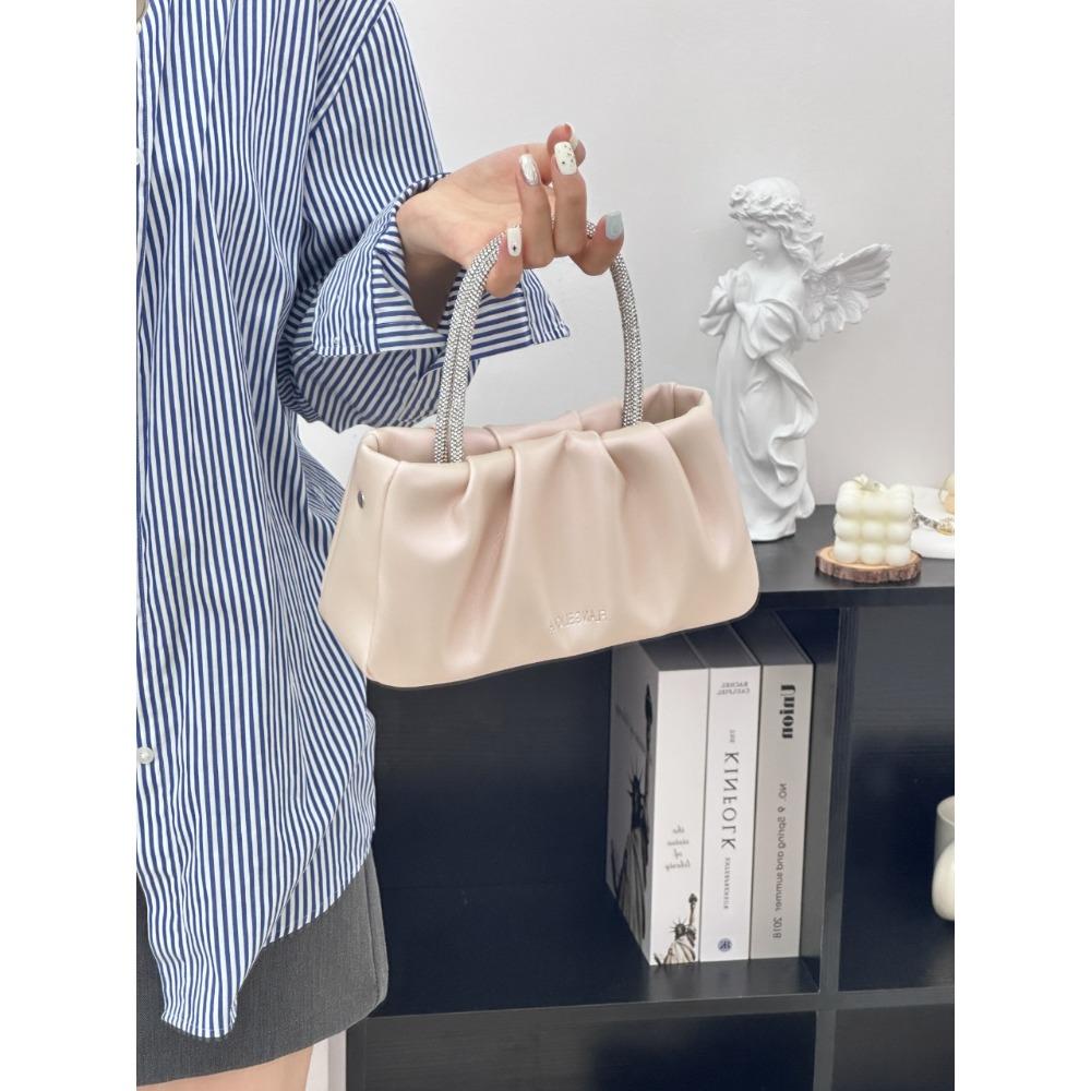 Cloud Bag Women's New Fairy Diamond-inlaid Handbag Fashionable and Fashionable Pleated One-shoulder Crossbody Chain Bag